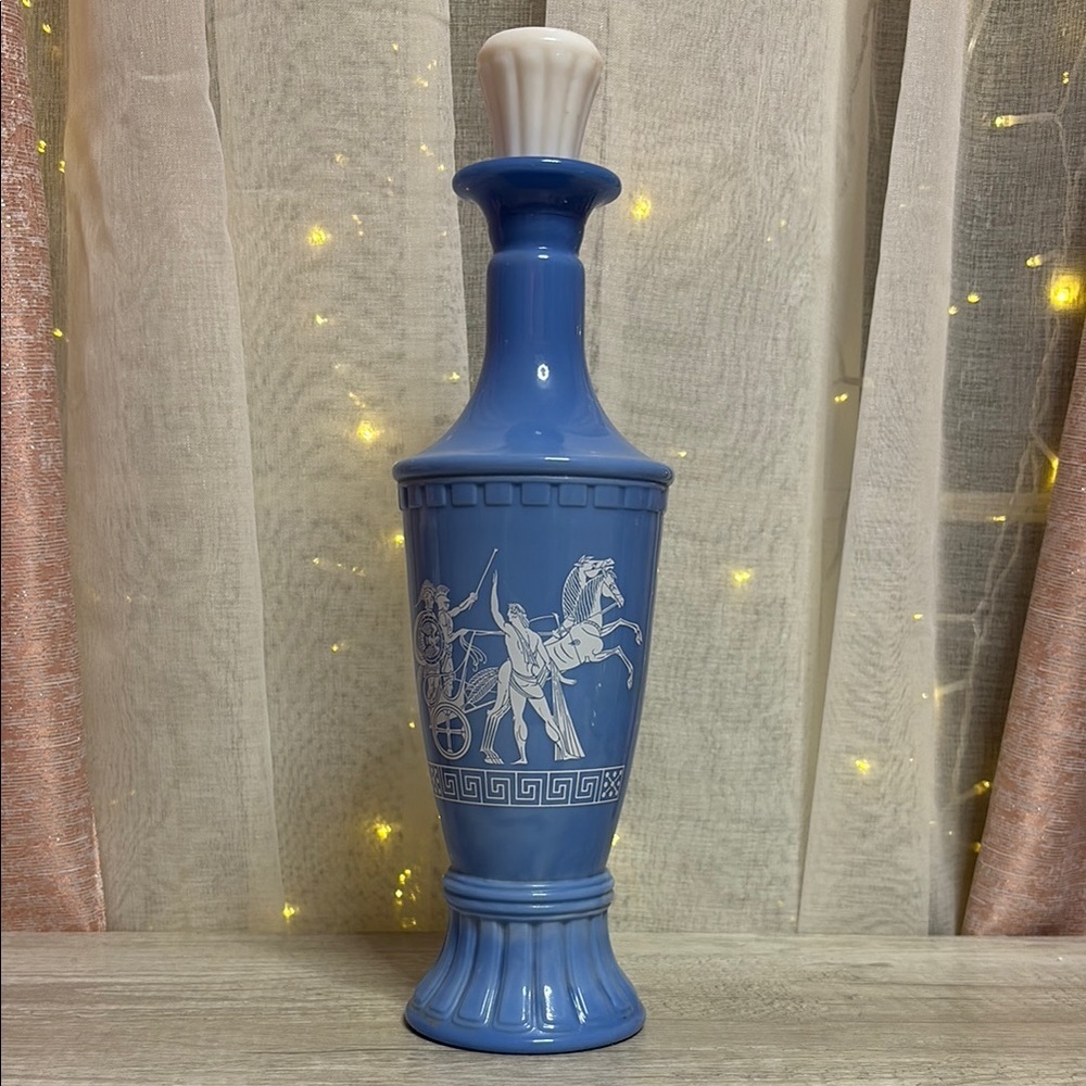 Blue Decorative Vase with White Accents